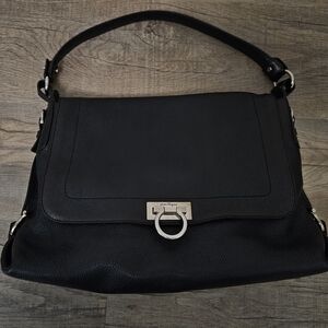 Salvatore Ferragamo Black Leather Shoulder Bag